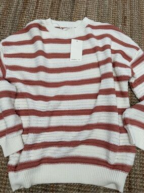O'Neill Cream and Rust Striped Knit Sweater